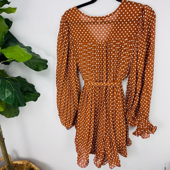Endless Ross Polka Dot pleated Romper- Brown - Picture 9 of 9